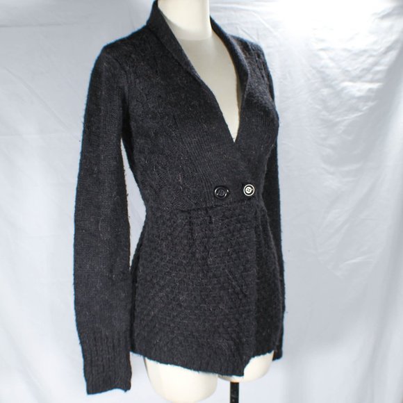 Vintage Y2K Max Azaria BCBG Alpaca Mohair Ash Gray Cardigan Copper Flecks - Picture 5 of 15